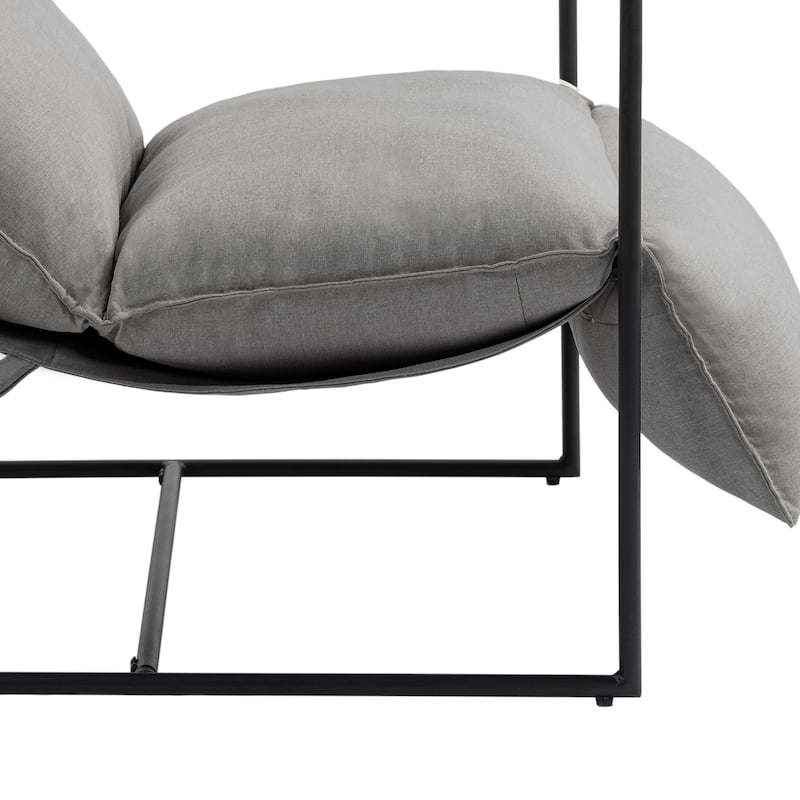 Metal Sling Accent Chair Armchair with Adjustable Headrest