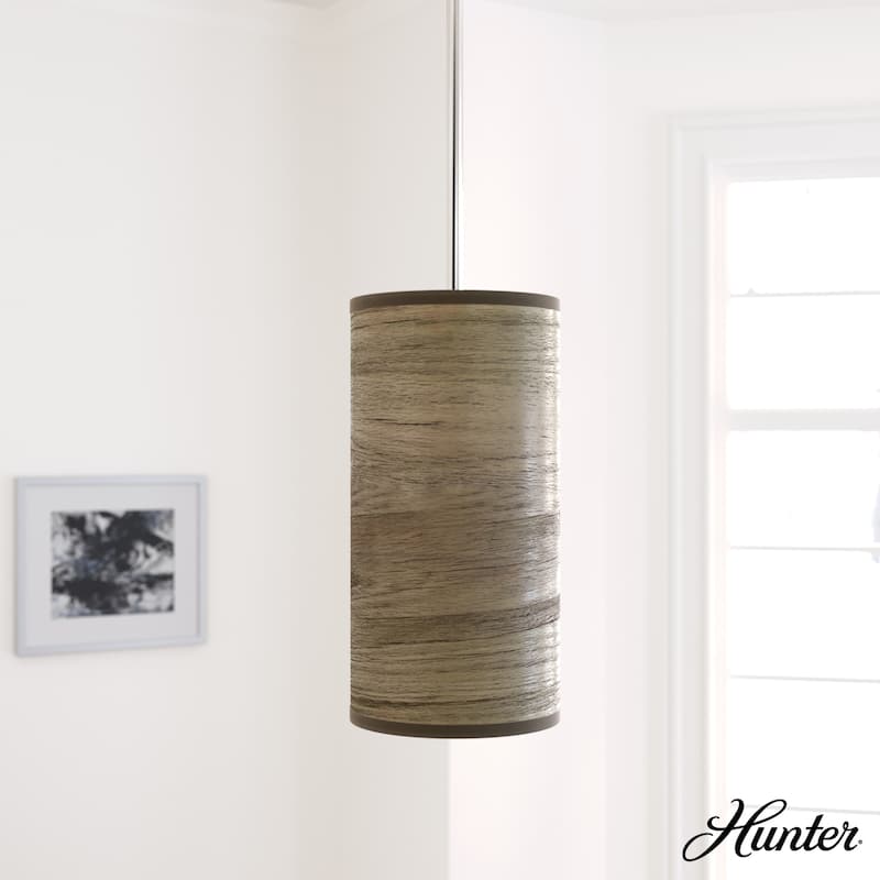 Hunter Solhaven Drum Pendant Light - 6" - Warm Grey  Oak
