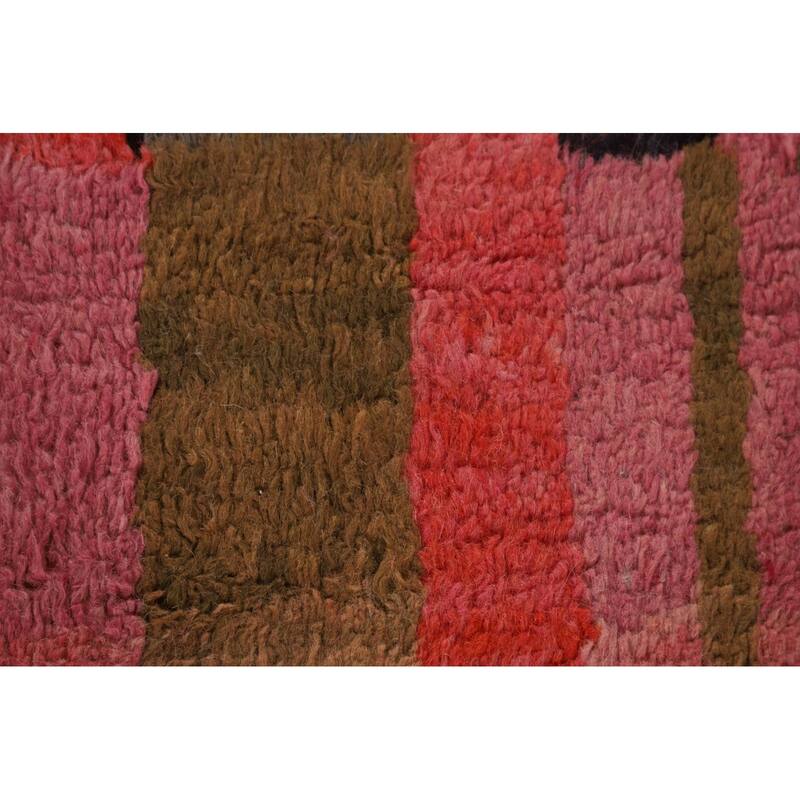 Checkered Moroccan Oriental Area Rug Hand-Knotted Wool Carpet - 7'11" x 10'0"