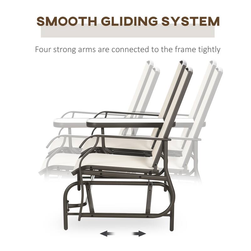 Outdoor Glider Bench with Center Table, Breathable Mesh Fabric