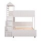 preview thumbnail 5 of 7, Modern Versatility galore Stairway Twin Over Full House Bed,Bunk Bed with Two Shelves and Seven Drawers