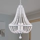 preview thumbnail 25 of 23, Oaks Aura Farmhouse Candle Style 4-Light Wood Ceiling Light Bohemia Beaded Wood Chandelier