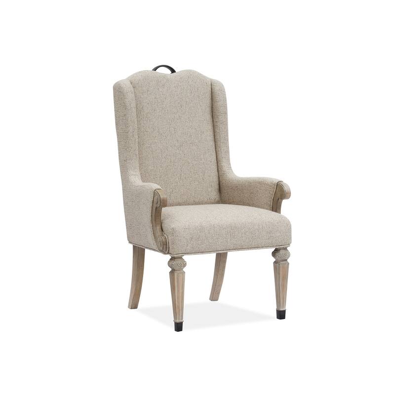 Magnussen Home Marisol Fawn Upholstered Host Chair Two Pack - 27''W x 25.13''D x 45.38''H - 27''W x 25.13''D x 45.38''H - Set of 2 - Fawn - Dining Height