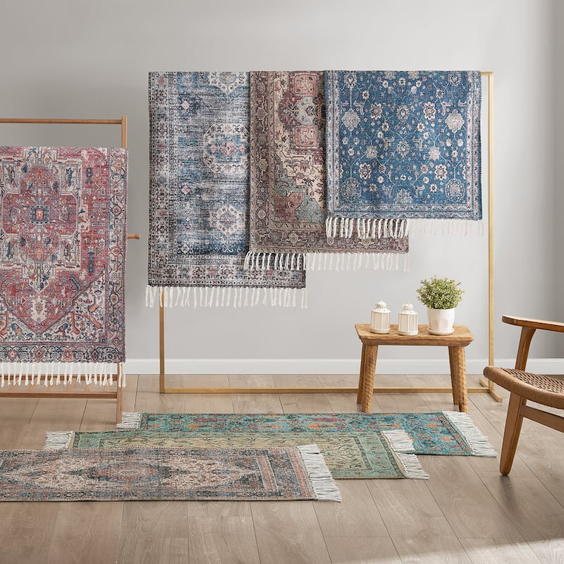 Jessica Simpson Machine Washable, Slip Resistant Accent and Runner Rugs with Fringe