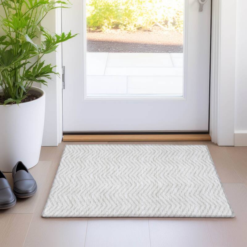 Premium Washable Super Soft Modern Chevron Mayfield Rug - Ivory - 1'8" x 2'6"