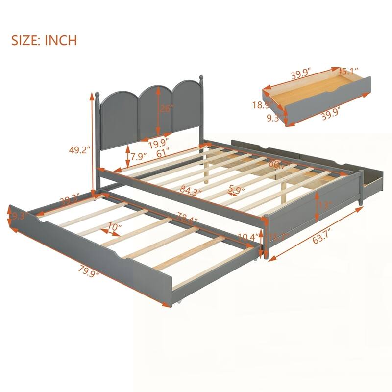 Platform Bed With with 2 Big Drawers