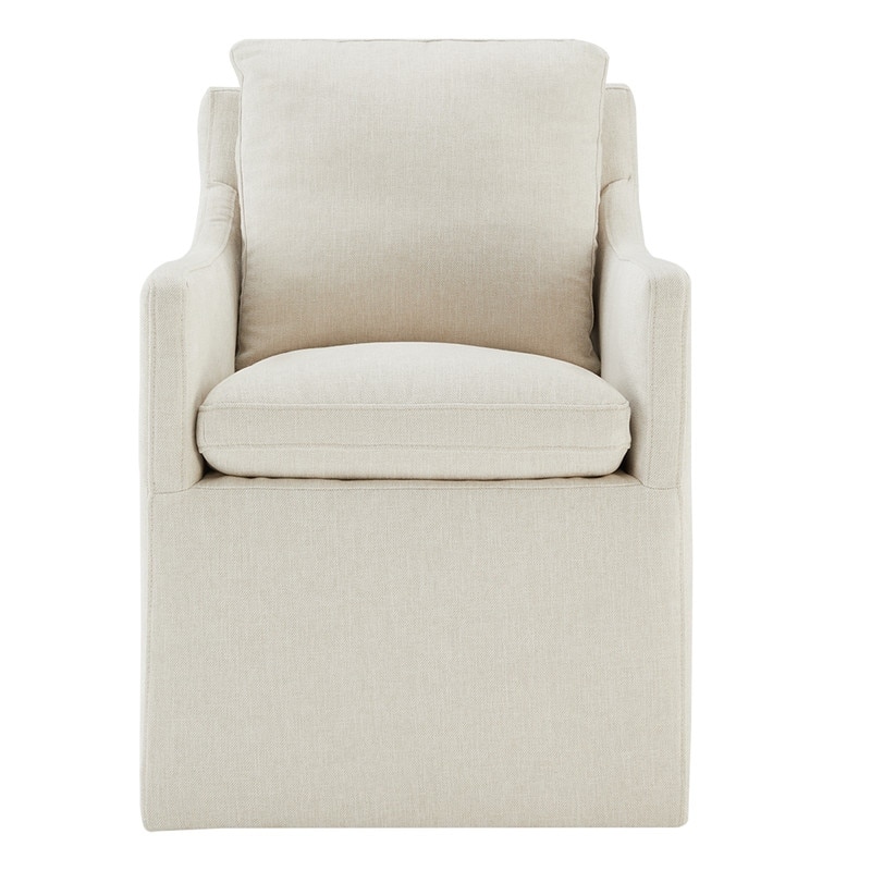 Hailey Dining Arm Chair with Caster Wheels Fabric Fully Assembled
