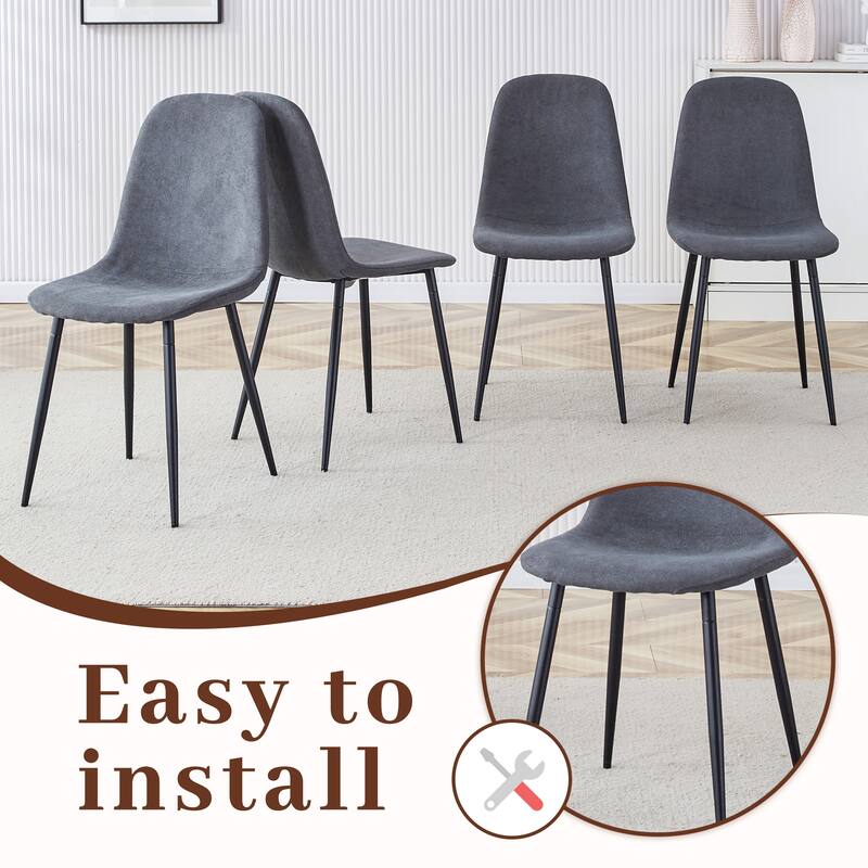 5-Piece Rectangular Dining Table Set, Kitchen Dining Table Set for 4 with 4 Linen Dining Chairs for Dining Room