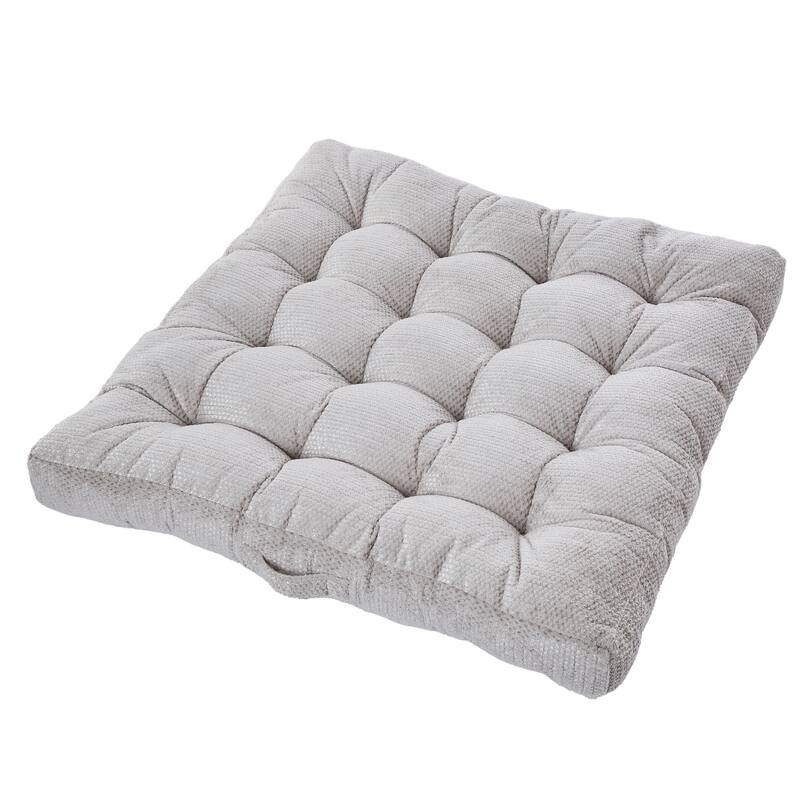 Sorra Home Velvet Shimmer Indoor Textured Tufted Large Square Floor Pillow with Handle