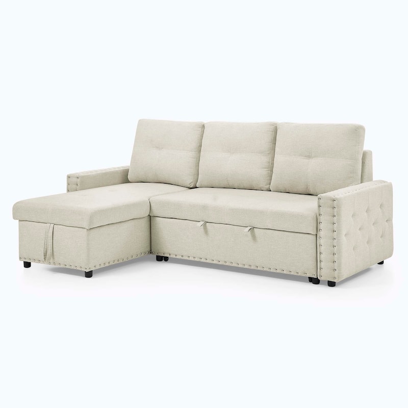 Classic and Cozy L-shape Pull-out Sleeper Sectional Sofa