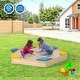preview thumbnail 5 of 3, Outdoor Solid Wood Sandbox with 6 Built-in Fan-shaped Seats - 55" x 48" x 5.5"
