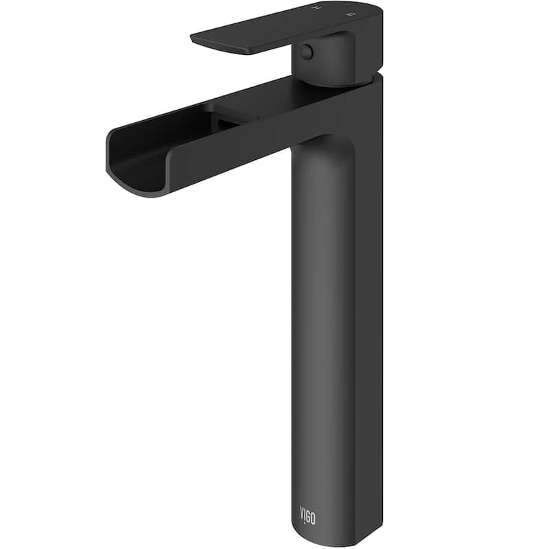 VIGO Amada 10" H Single Handle Single Hole Bathroom Vessel Faucet - 5.38"L x 1.88"W x 10.375"H - Matte Black