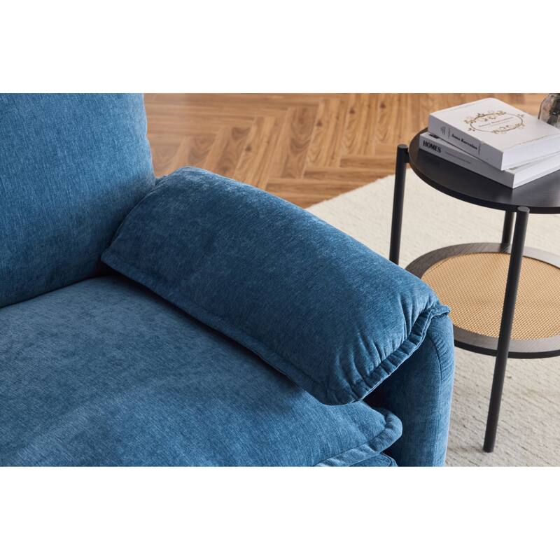 Oversized Chenille Bean Bag Chair, High Back Reading Armchair, Comfy Fluffy Sofa Chair with Cushions & Wide Seat