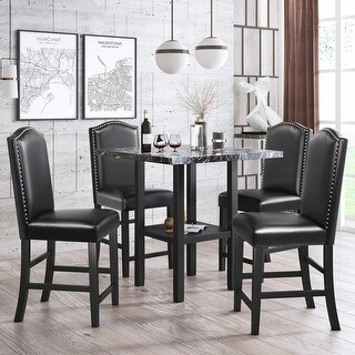 5-Piece Kitchen Table Set for 4, Modern Style Wood Rectangular Dining ...