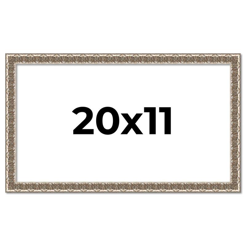 20x11 Frame Silver Versailles Ornate Solid Wood Picture Frame | 1 Inch
