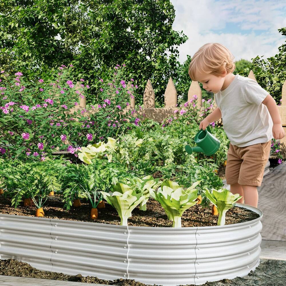 2Pcs 8x4x1ft Raised Garden Bed Kit, Galvanized Planter Raised Garden Beds, Heavy Duty, Rust-Resistant, Easy Assembly