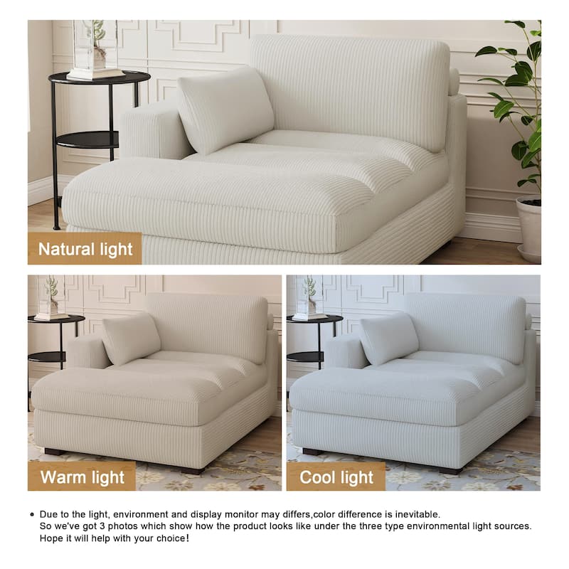 Modern Corduroy L-Shaped Sofa Chaise Lounge Couch