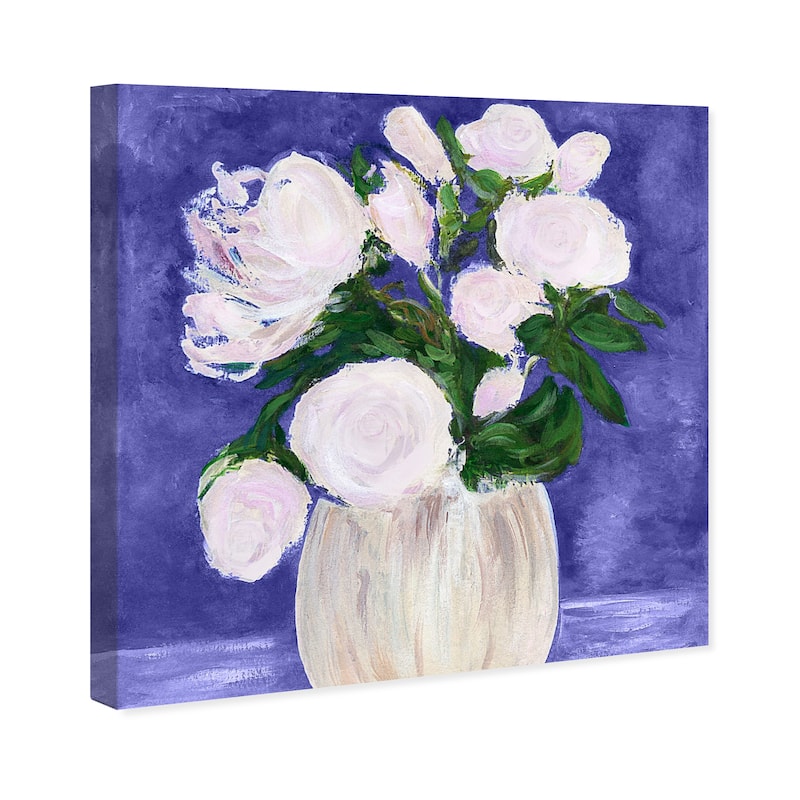 Wynwood Studio Canvas Floral and Botanical Elegant Floral Peri Purple and Light Pink Modern & Contemporary Wall Art Canvas Print