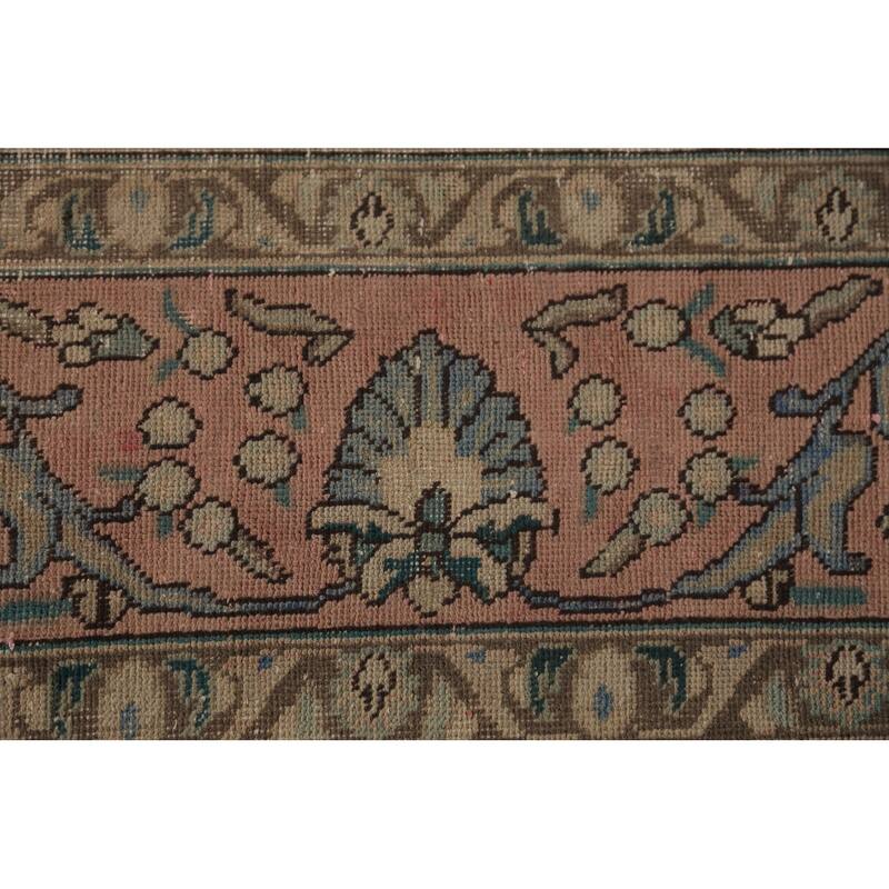 Geometric Tabriz Persian Area Rug Hand-Knotted Traditional Wool Carpet - 9'10"x 12'8"