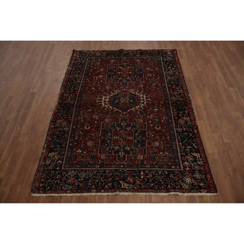 Hand Knotted Oriental 100% Wool Carpet Traditional Tribal Oranges & Rust Gharajeh Area Rug - 6' 4'' X 4' 6''