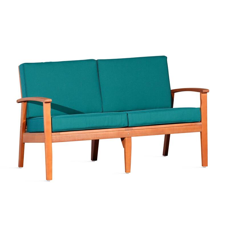 DTY Outdoor Living Longs Peak Eucalyptus Loveseat with Cushions