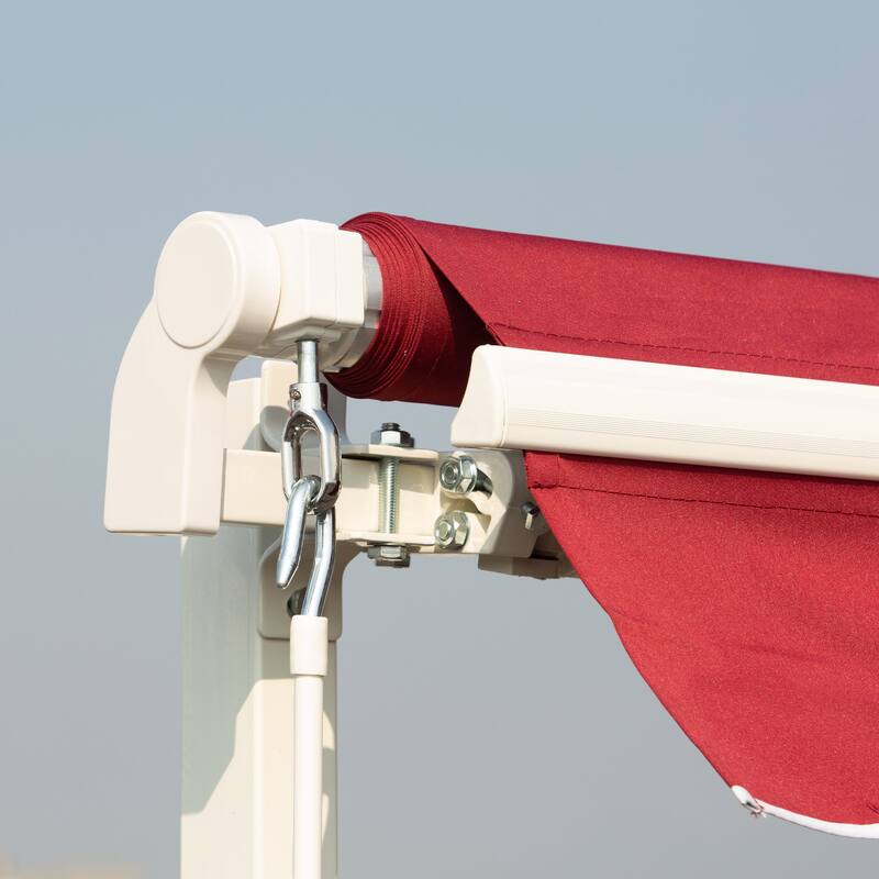 12' x 10' Retractable Awning Sun Shade Shelter with Manual Crank Handle, 280g/m² UV & Water-Resistant Fabric and Aluminum Frame