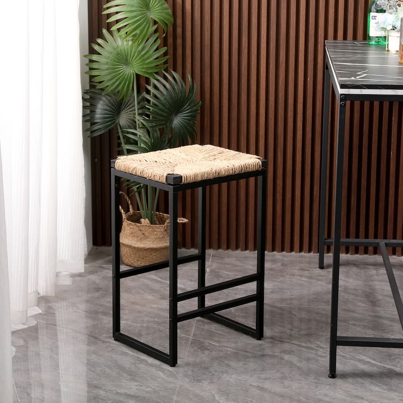 Set of 2 Modern Woven Counter Height Backless Bar Stools
