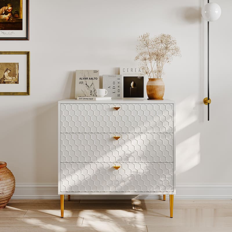 Morden Wood Furniture 3-Drawer Dresser Chest - White