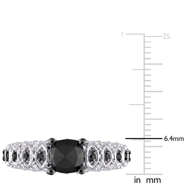 Miadora 10k White Gold with Black Rhodium 1 1/6ct TDW Black & White Diamond Vintage Engagement Ring