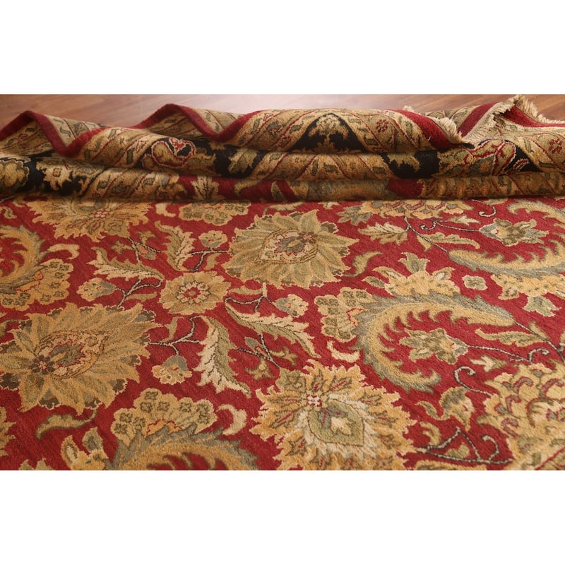 All-Over Floral Agra Oriental Area Rug Hand-Knotted Wool Carpet - 9'0" x 11'9"