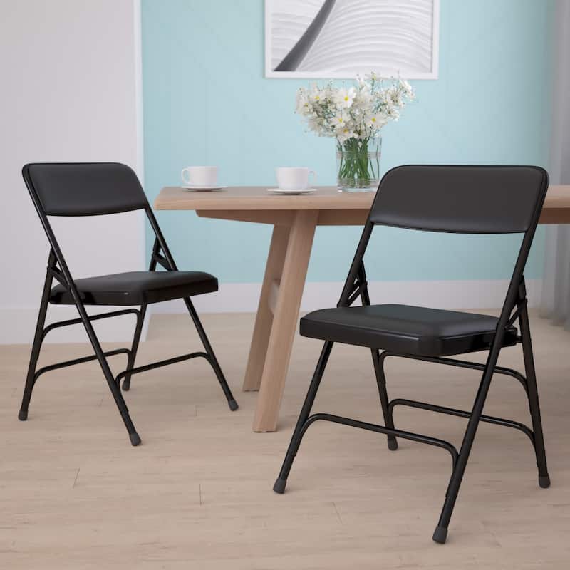 Set of 2 Metal Folding Chairs with Padded Seats