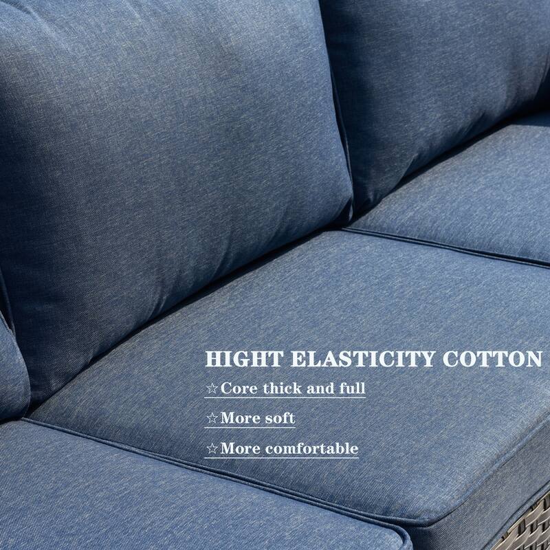 OVIOS Deep Seat Wicker 7-piece Sectional Set