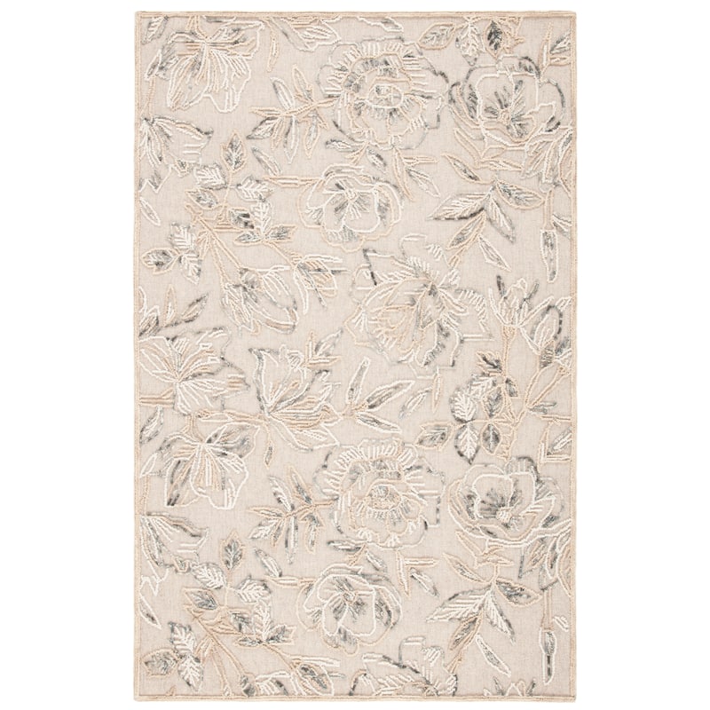 SAFAVIEH Handmade Trace Shantel Wool Rug - 6' Square - Beige/Grey