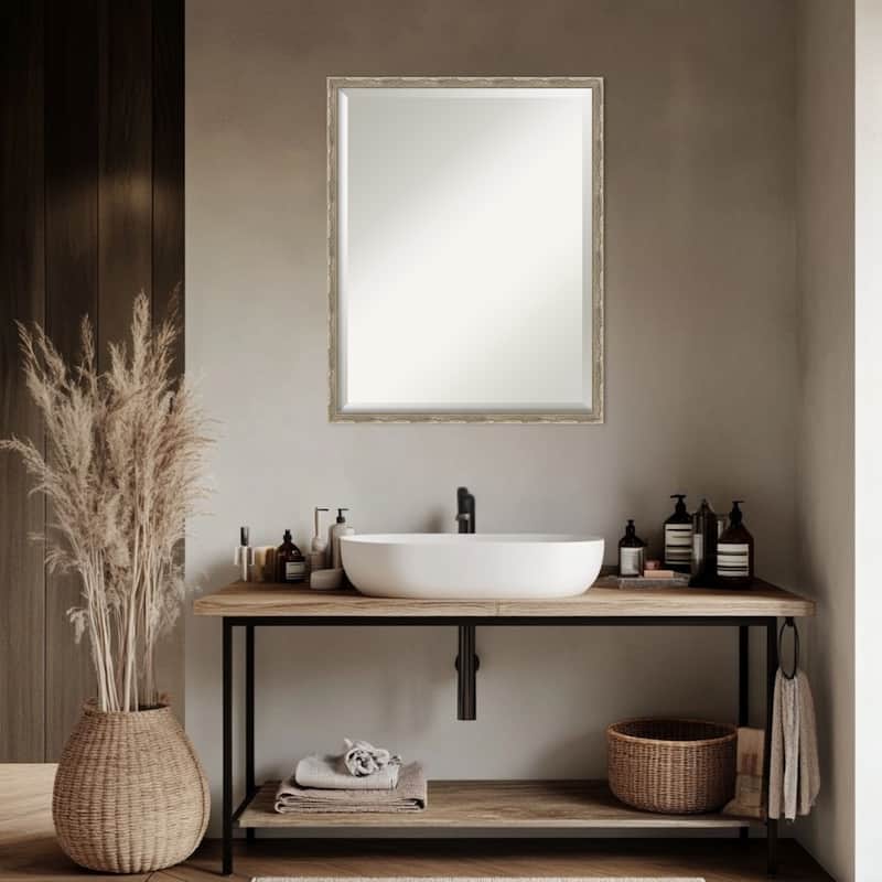 Mila Beveled Wood Framed Bathroom Vanity Wall Mirror