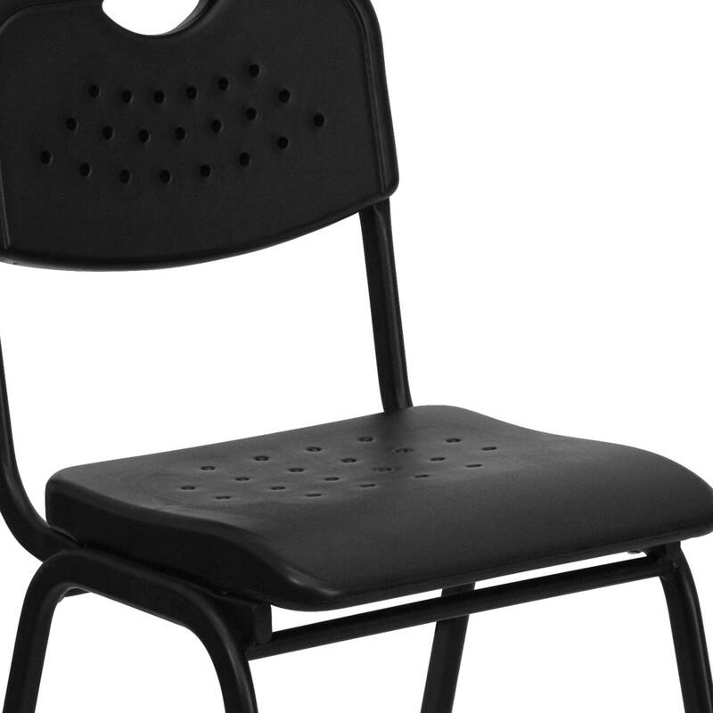 5 Pack 880 lb. Capacity Plastic Stack Chair with Open Back and Frame