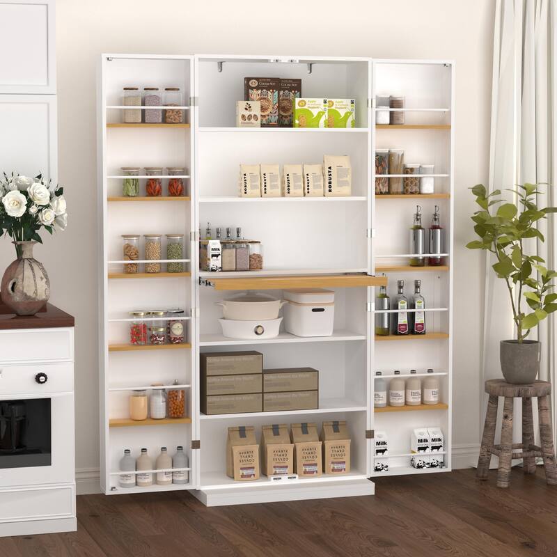 Kitchen Pantry Cabinet with Adjustable Shelves, Freestanding Storage Cabinet