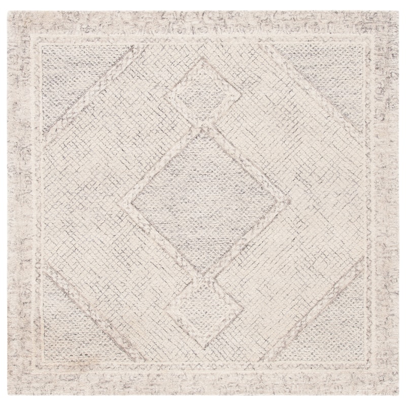 SAFAVIEH Handmade Abstract Inse Modern Wool Rug - 4' Square - Ivory/Grey