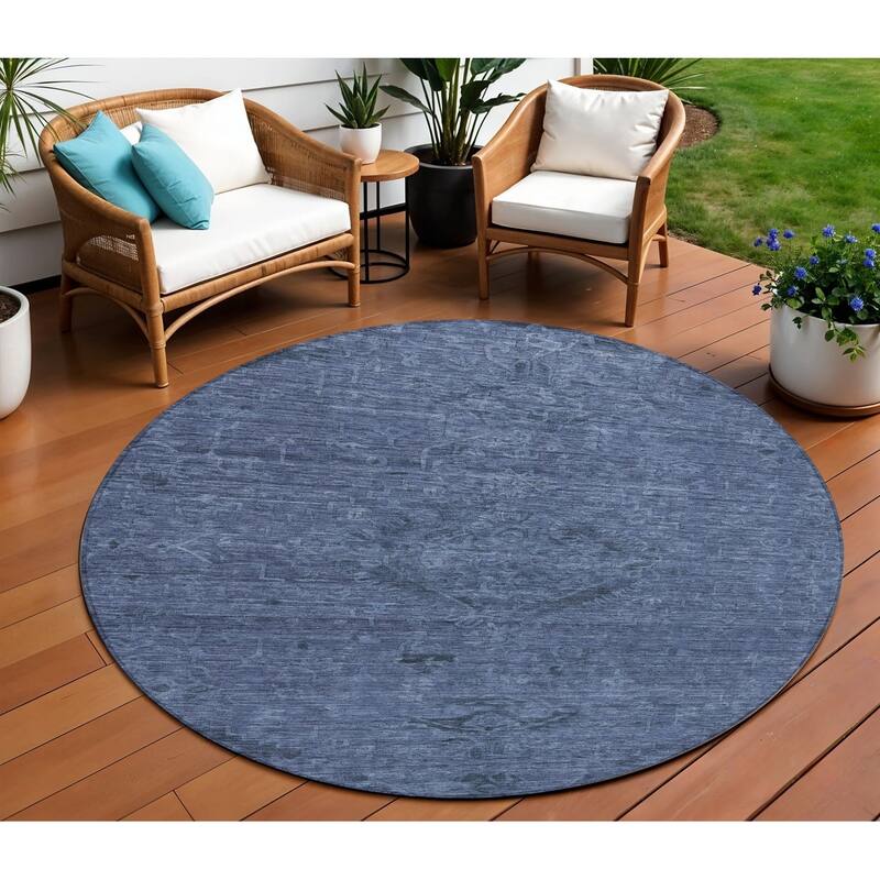 HomeRoots Floral Traditional Rectangle Outdoor Rug - 8' Round