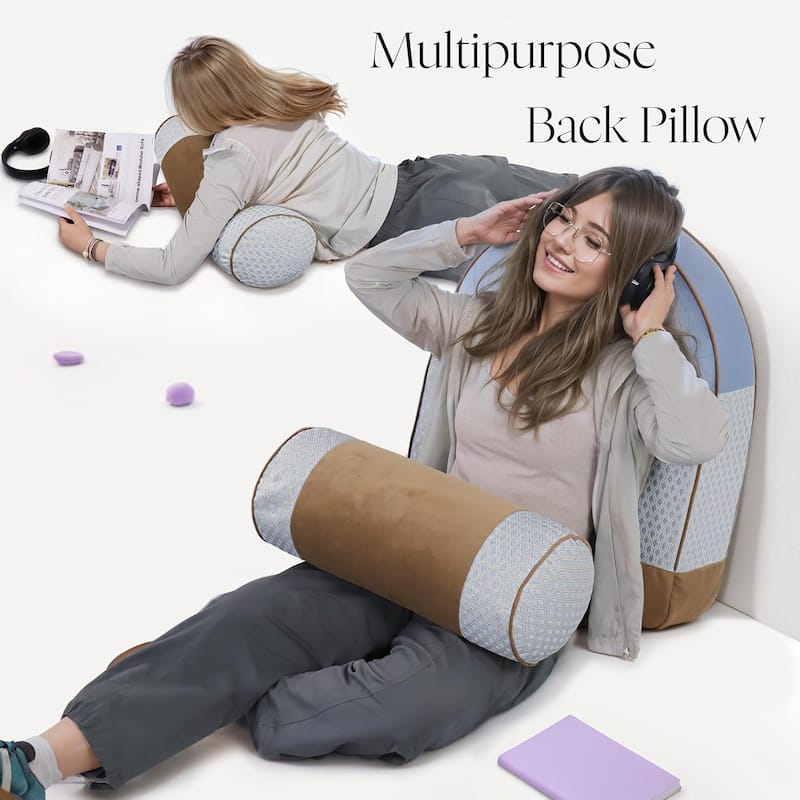Back Pillow for Sitting , Reading Pillow with Support and Cylinder Cushion, Backrest Pillow for Couch, Home Comfort Cushion