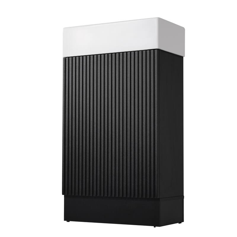 Small Bathroom Vanity with Sink, Single Vanity with with Soft-Close Door, Bathroom Storage Cabinet with Two-Tier Open Shelf
