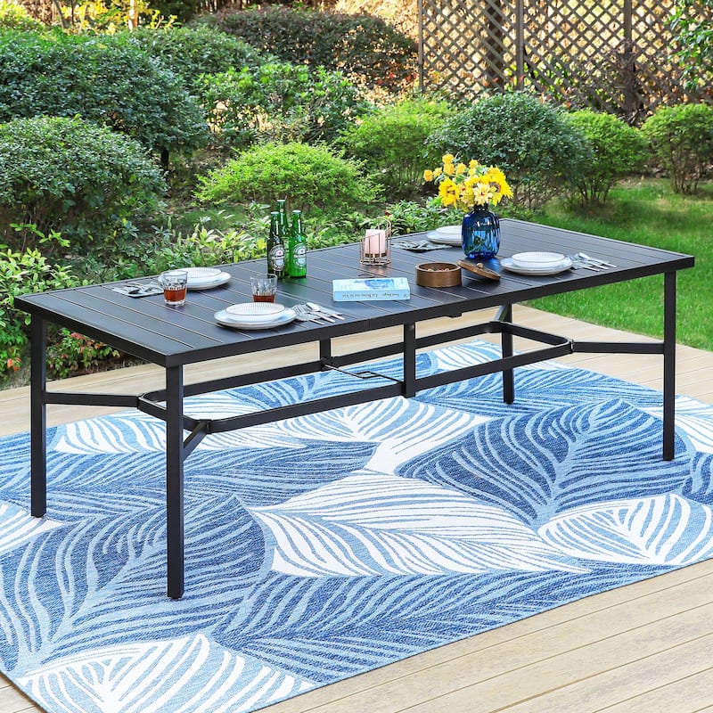 9-Piece Patio Dining Set, Metal Table and Foldable Sling Dining Chairs with 7 Levels Adjustable