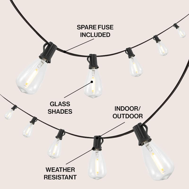 JONATHAN Y 10 ft C7 String Lights - 10-Light, Indoor/Outdoor - 10-Light