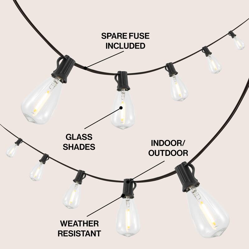 JONATHAN Y 10 ft G40 String Lights - 10-Light, Indoor/Outdoor - 10-Light