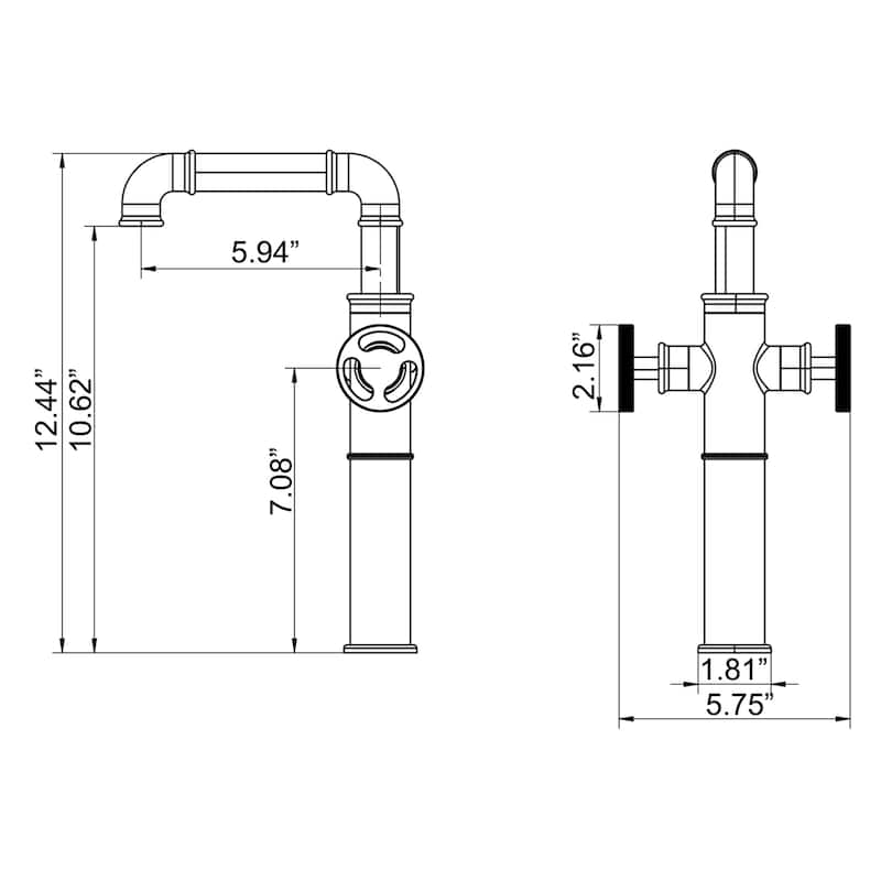 Two Handles Single Hole Deck Mounted Industrial Bathroom Faucet With 360 Degrees Swivel Spout