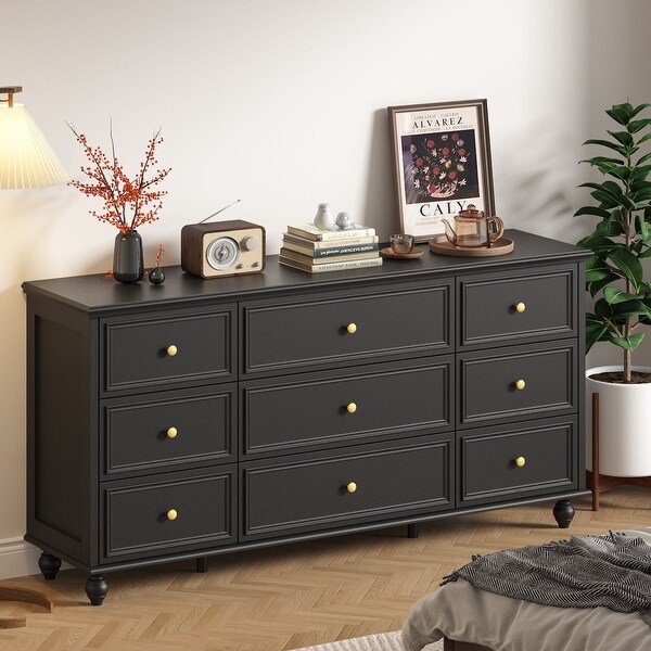 Timechee 63'' W Dresser White Chest Srorage Cabinet Lacquer