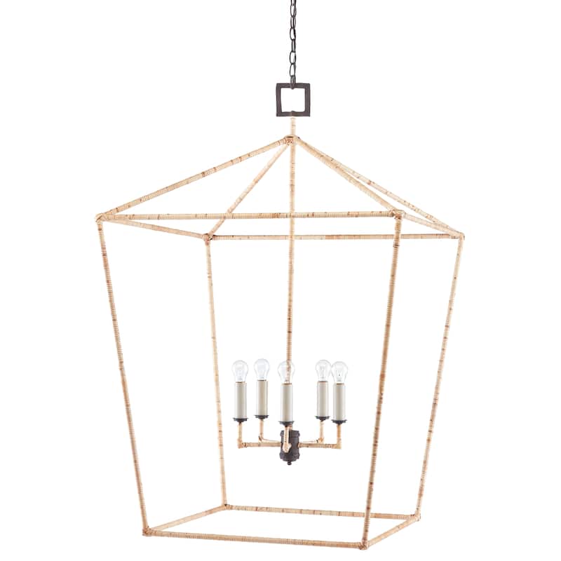 Currey & Company Denison Rattan Grande Lantern - 49"h x 31.5"w x 31.5"d