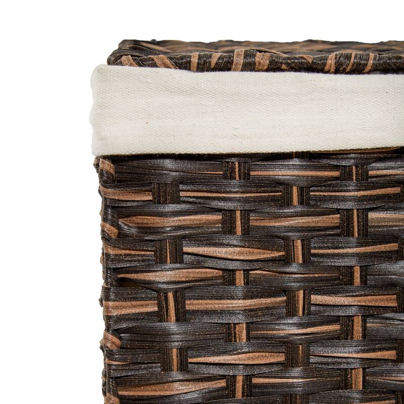 Seville Classics Lidded Foldable Portable Rectangular Laundry Hamper Basket with Washable Liner