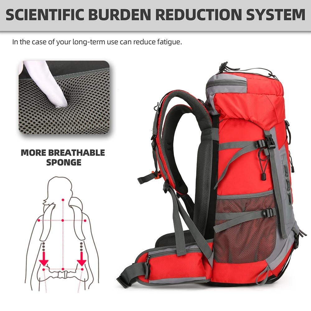60L Hiking Backpack Lightweight Camping Backpack with Rain Cover