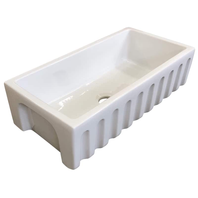 White Fireclay Farmhouse Single Bowl 36-inch Kitchen Sink with Apron