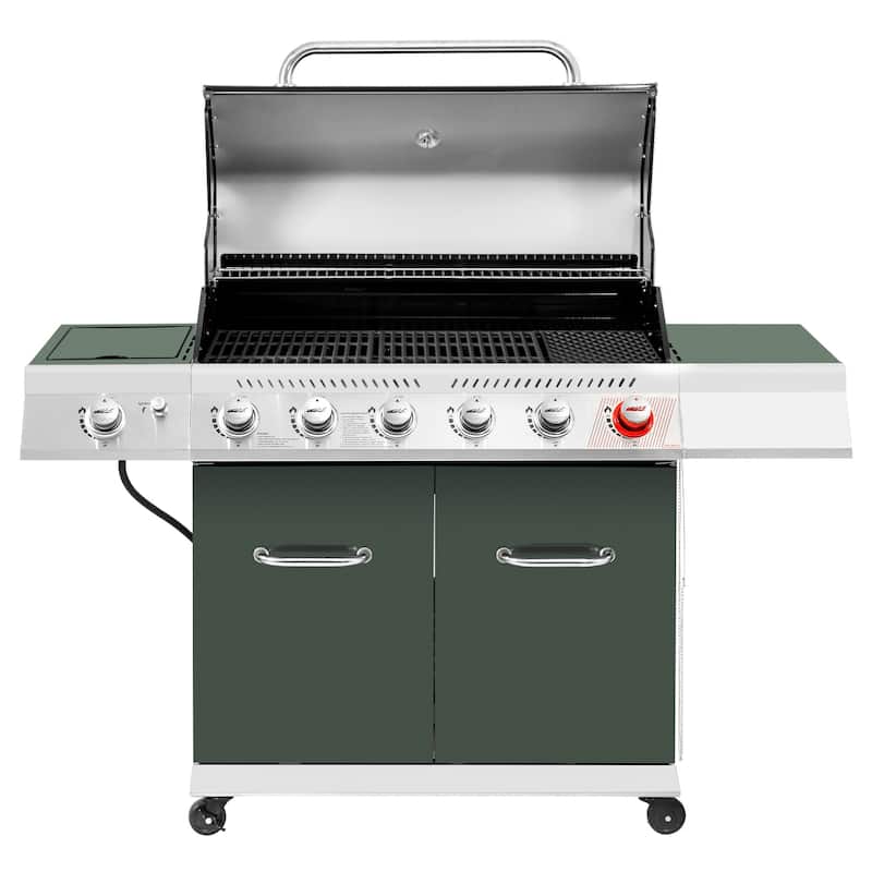 Royal Gourmet 6-Burner Cabinet Style Grill Gas Grill with Sear & Side Burner, 74000BTU, Olive Green
